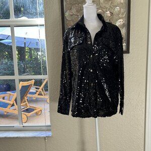 NWT The Minka Collection Black Sequin Shirt